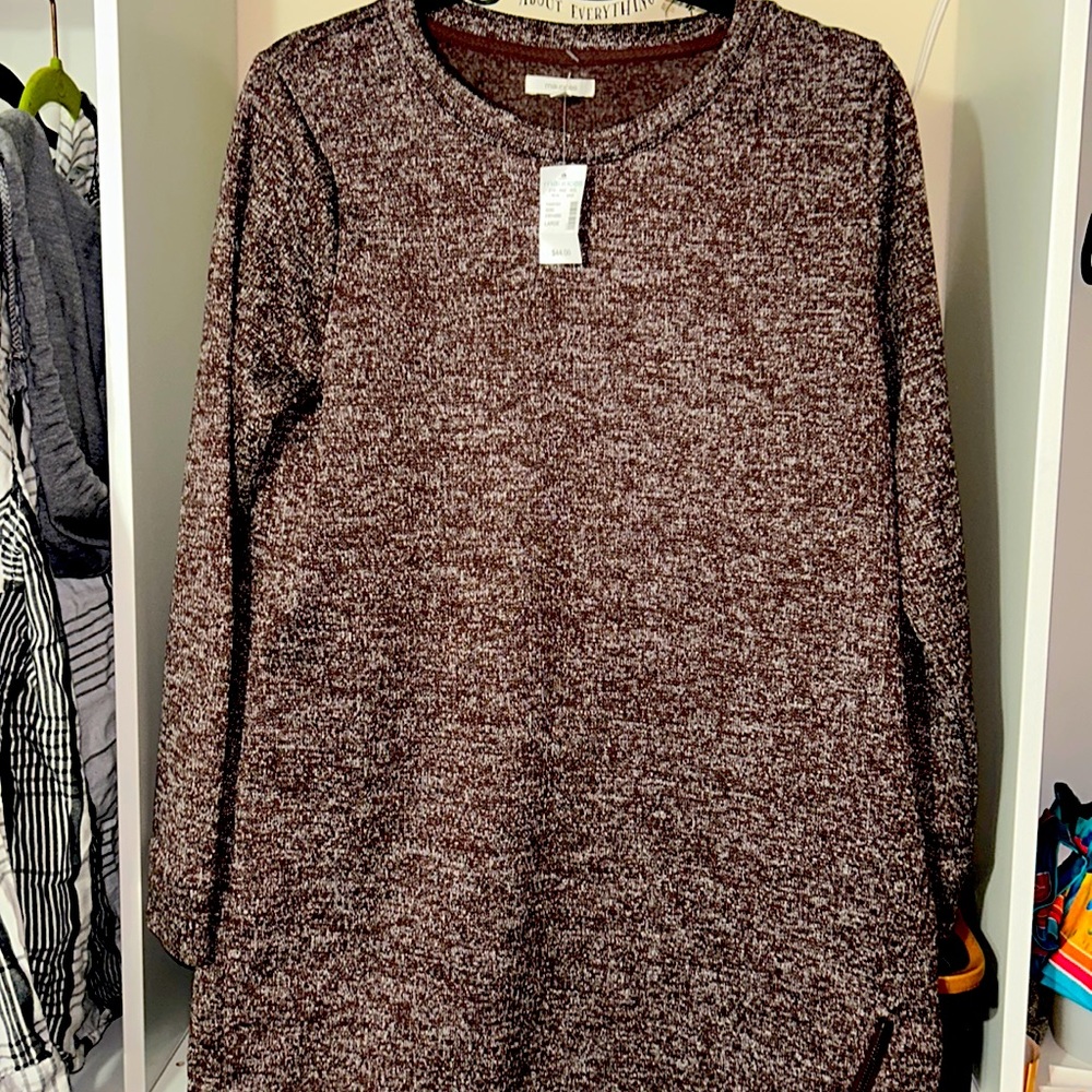 Maurices Maroon asymmetrical dress/ tunic dress. Size Large.